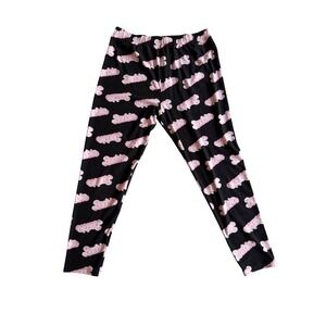 New Barbie Leggings All Over Logo Print Black Pink Barbiecore Y2K Kidcore Large